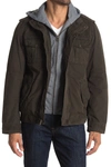 Levi's Faux Shearling Lined Hooded Military Jacket In Dark Brown