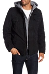 Levi's Washed Cotton Faux Shearling Lined Hooded Military Jacket In Black