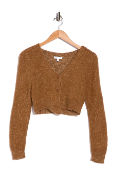 Abound Button Front Cropped Cardigan In Rust Amber