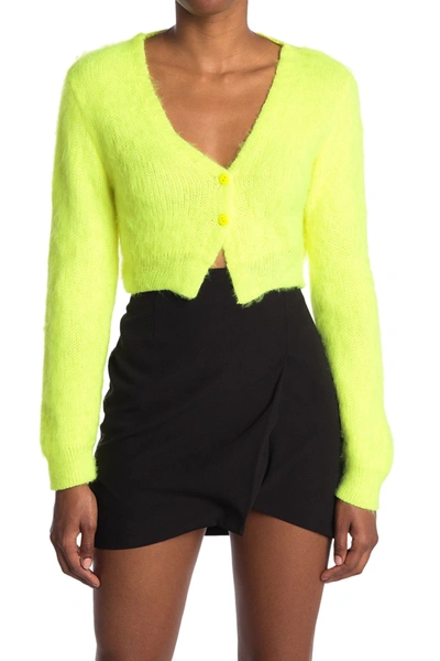 Abound Button Front Cropped Cardigan In Green Limecream