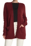 Madewell Open Front Patch Pocket Cardigan In Hthr Scarlet