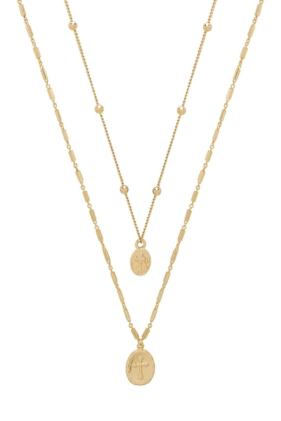 Ettika 18k Gold Plated Double Simple Coin Necklace Set