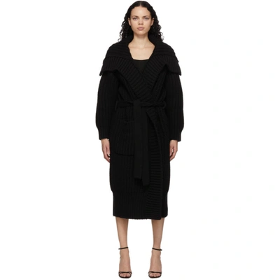 Dolce & Gabbana Black Virgin Wool & Cashmere Rib Knit Cardigan In N0000 Nero