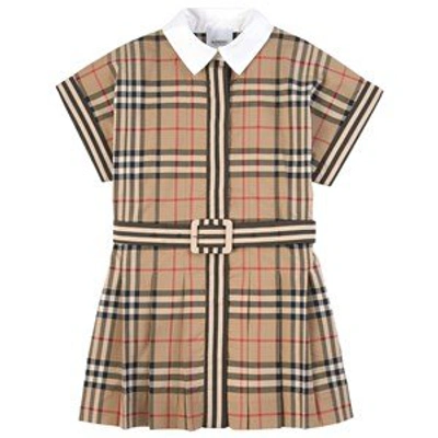 Burberry Archive Beige Contrast Collar Vintage Check Dress In Blue