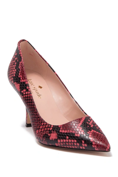 Kate Spade Sonia Snakeskin Embossed Leather Pointed Toe Pump In Cherrywood