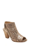 Paul Green Cayanne Leather Peep Toe Sandal In Platino/ Sisal Snake Print