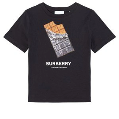 Burberry Babies'  Black Confectionery Print T-shirt In Blue