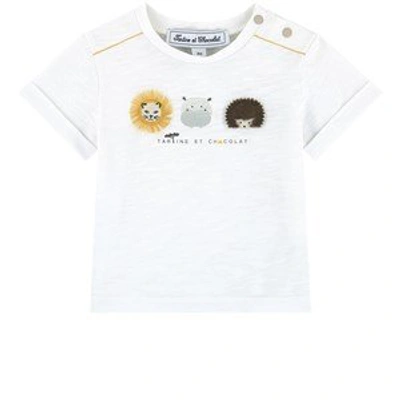 Tartine Et Chocolat Babies'  White Animal Print T-shirt In Blue