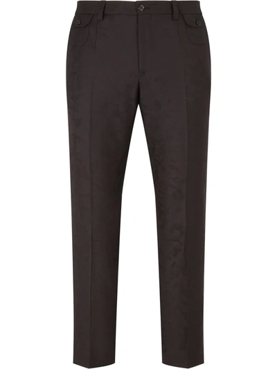 Dolce & Gabbana Jacquard-pattern Cropped Trousers In Black