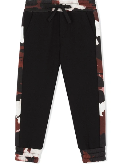 Dolce & Gabbana Kids' Jersey Jogging Pants With Camouflage Intarsia In Black