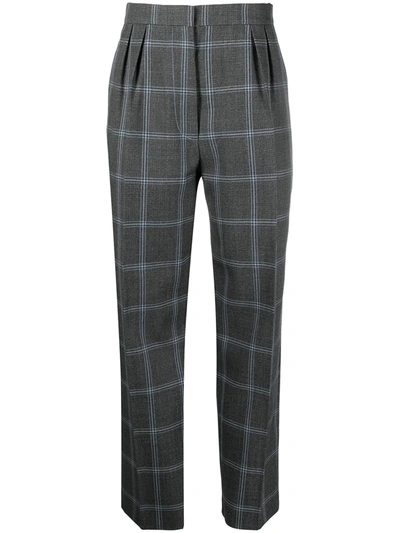 Marni Checked Straight-leg Wool Trousers In Grey