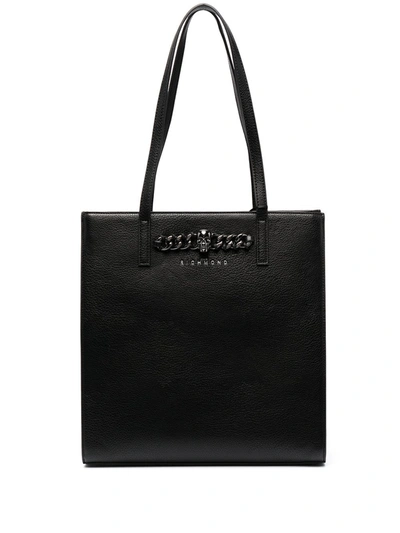 John Richmond Lowa Leather Shopping Bag In Black