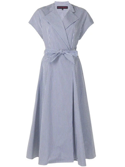 Martin Grant Stripe-print Wrap Midi Dress In Blue
