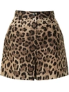 Dolce & Gabbana Leopard-print Cotton-blend Shorts In Brown