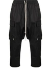 RICK OWENS DRAWSTRING CARGO CROPPED TROUSERS
