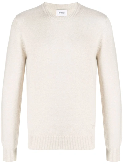 Barrie Embroidered Logo Cashmere Jumper In Neutrals