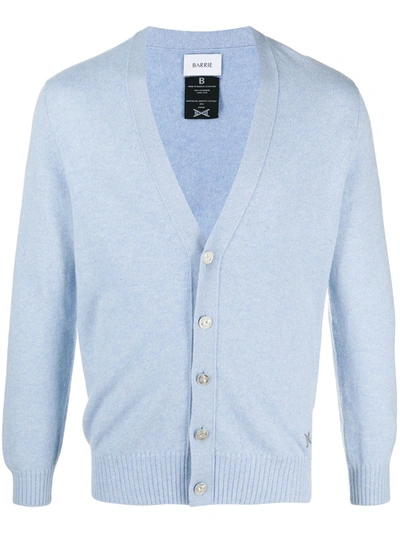 Barrie Logo Appliqué Cashmere Cardigan In Blue