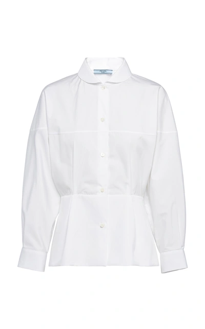 Prada Peter Pan-collar Cotton Poplin Shirt In White