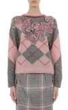 ALBERTA FERRETTI ARGYLE AND FLORAL PRINTED SUPERKID MOHAIR SWEATER