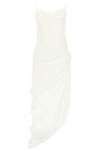 Jacquemus Saudade Asymmetric Draped Twill Dress In White (white)