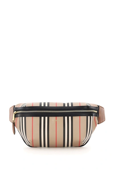 Burberry Stripe Sonny Medium Belt Bag In Beige,black,red