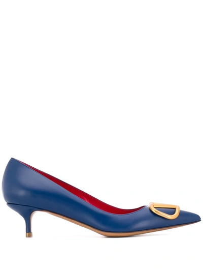 Valentino Garavani Vlogo Signature Pumps In Blau