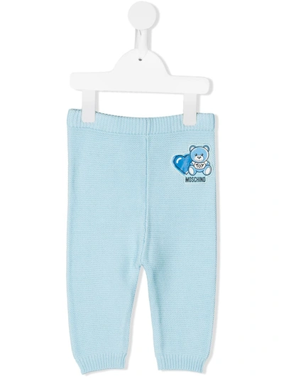 Moschino Babies' Logo-patch Elasticated Trousers In Blue