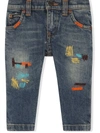 DOLCE & GABBANA EMBROIDERED STRAIGHT-LEG JEANS
