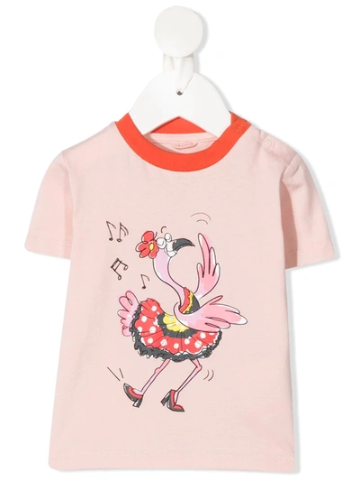 Stella Mccartney Babies' Dancing Bird Print T-shirt In Pink