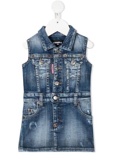 Dsquared2 Babies' Sleeveless Denim Dress In Blue