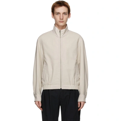 Lemaire High-neck Wool-blend Twill Jacket In Neutrals