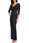 ALEX EVENINGS EMBELLISHED SIDE RUCHED SURPLICE GOWN,884002873226