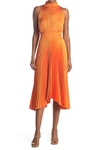 A.l.c Renzo Pleated Sleeveless Midi Dress In Orange
