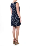 Nina Leonard Scoop Neck Sleeveless Dress In Navy/white Nautical Sea