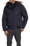 Noize Faux Fur Hooded Bomber Jacket In Midnight