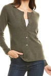 Quinn Cashmere Button Front Cardigan In Olive