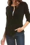 Quinn Cashmere Button Front Cardigan In Black