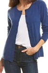 Quinn Cashmere Button Front Cardigan In Navy Heather