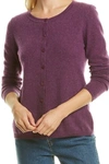 Quinn Cashmere Button Front Cardigan In Wineberry