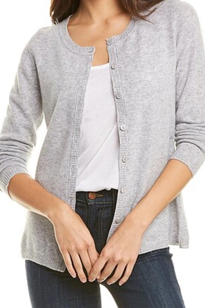 Quinn Cashmere Button Front Cardigan In Heather Grey