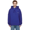 WE11 DONE BLUE EMBROIDERED LOGO HOODIE