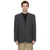 We11 Done We11done Oversized Suit Logo-patch Blazer In Charcoal