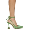 Amina Muaddi Karma Crystal Studded Ankle-wrap High-heel Pumps In Green