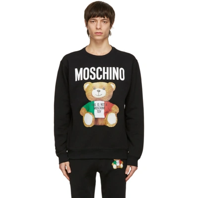 Moschino Black Toy Italian Teddy Bear Sweatshirt In White