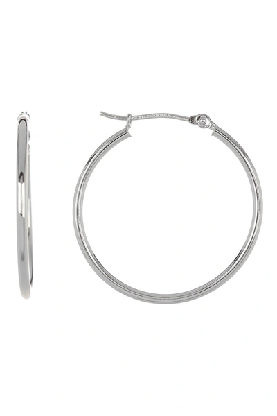 Karat Rush 14k White Gold Shiny Round 40mm Tube Hoop Earrings