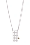 Breuning 14k Two-tone Gold Diamond Rectangle Lattice Pendant Necklace In Silver