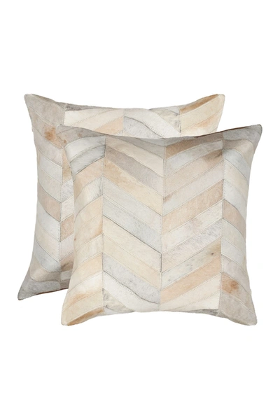 Natural Torino Madrid Genuine Cowhide 18"x18" Pillow In