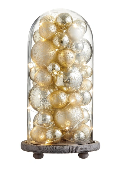 Allstate 13.5" Battery Operated Ball Ornament With Light In Glass Dome In Antique Silver