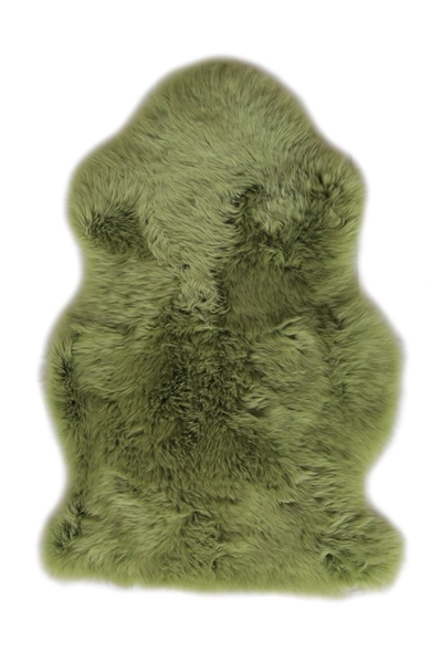 Natural Milan Genuine Sheepskin Shearling Rug In Lime