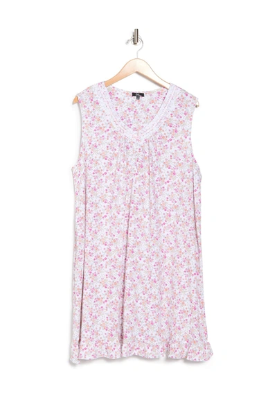 Aria Floral Sleeveless Nightgown In Whtditsy